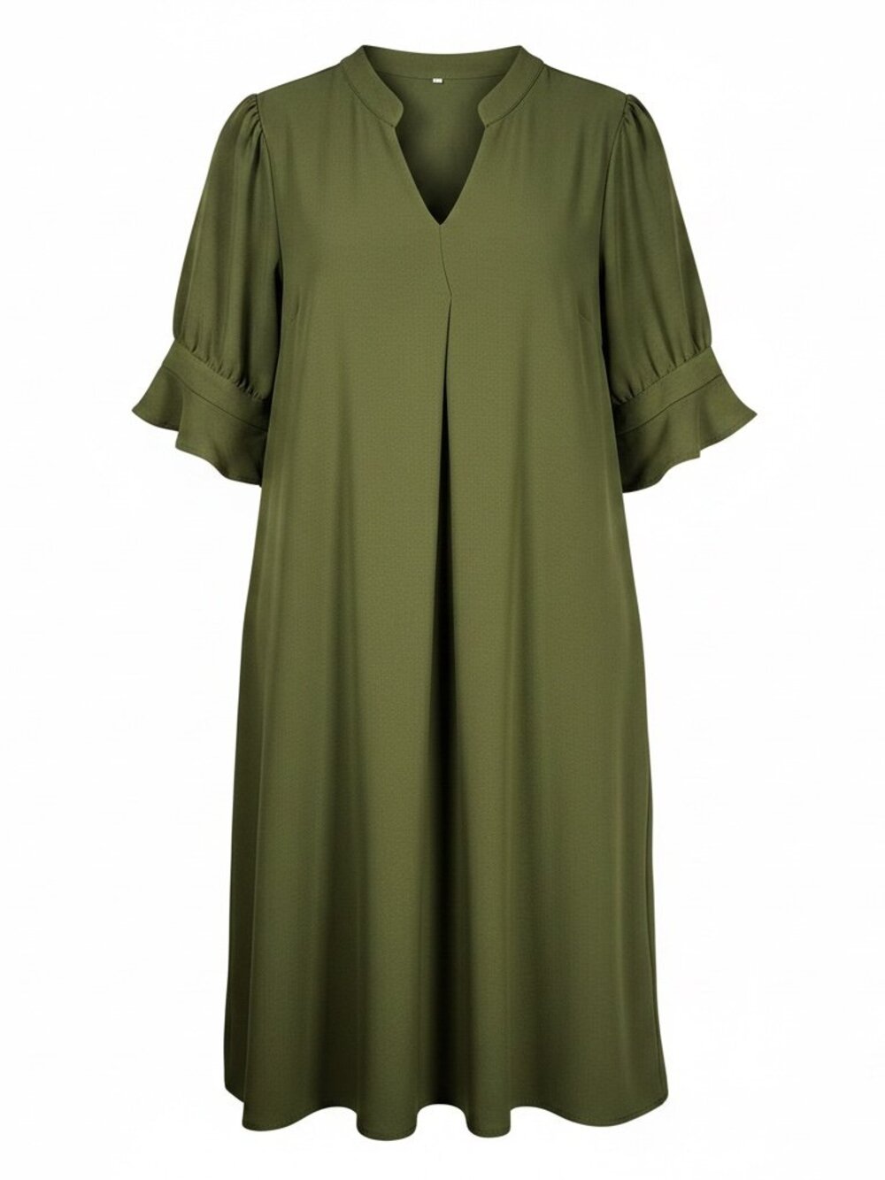 Amazon Olive Green Split Neck Ruffle Sleeve Flowy Midi Dress XL